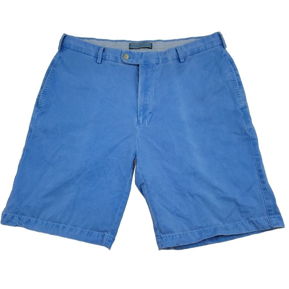 Peter Millar Mens 34 Shorts 100% Pima Cotton‎ Blue Chino Golf Casual 9" inseam